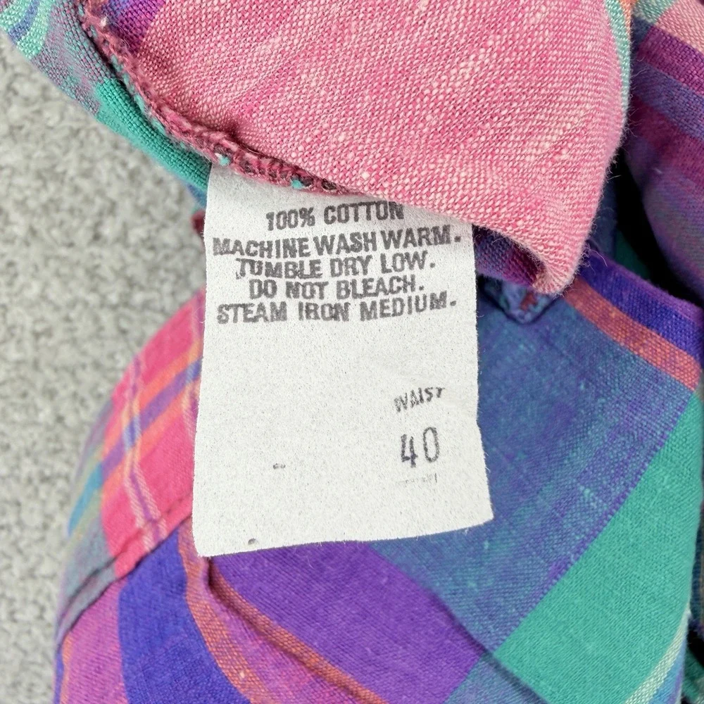 Vtg Polo Ralph Lauren Shorts Mens 40 Actual 38 Madras Plaid USA Pleated Preppy